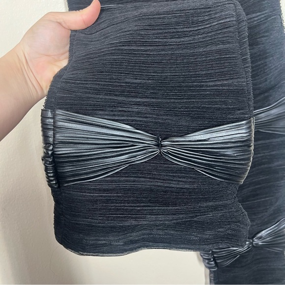 Maniere De Voir Womens Black Mesh Overlay Flare Pants Gothic Goth Grunge - Picture 5 of 11